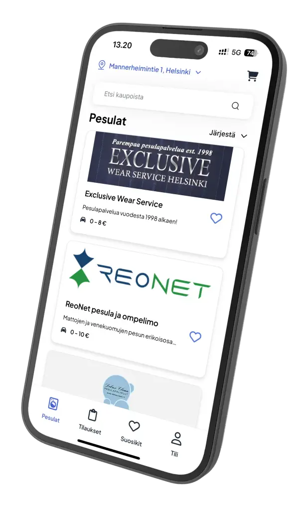 Kuva pesula sovelluksesta